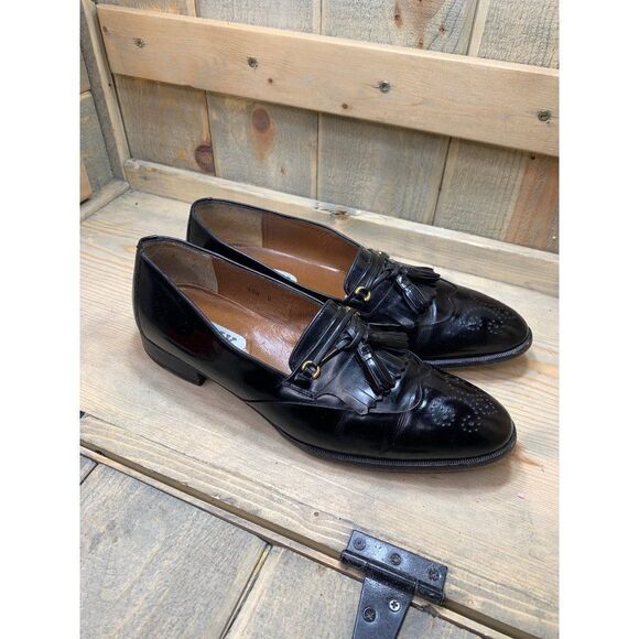 ?bally ENZO Black Kiltie Slip On Dress Shoes Men\'s Size 10.5 B Italy